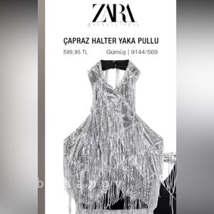 Zara silver sequin halter top